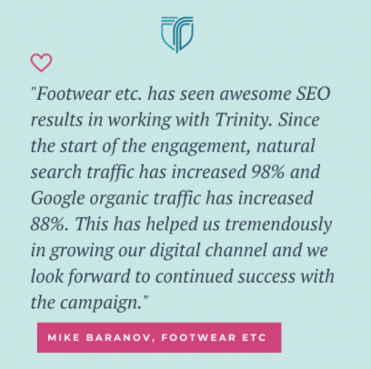 We loved working with the team from @footwearetc who were so great to work with. Thanks for the testimonial! #seo #ecommerce