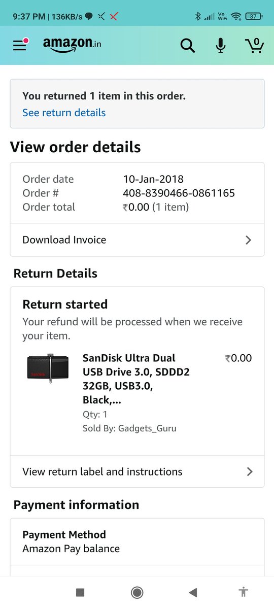 PushkrChaudhari's tweet photo. @AmazonHelp Here comes the surprise.

I haven't received any refunds for the product i refunded 3yrs back.
I didn't get the chance to check this earlier. But when i started checking my history log i found this. https://t.co/DeM5zfpPtg