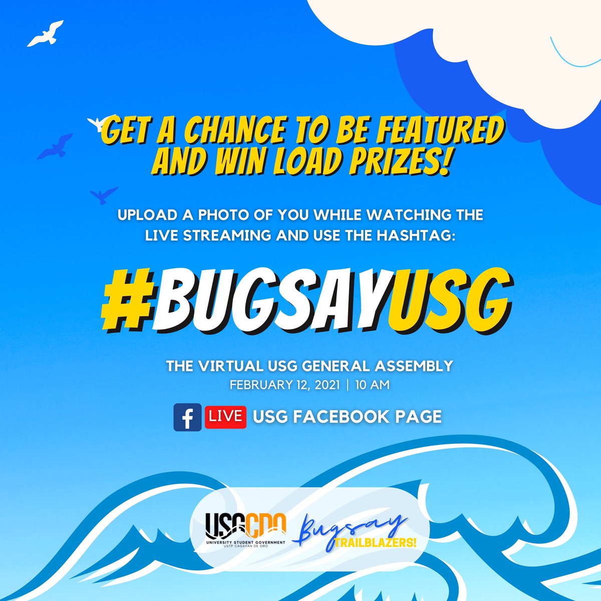 ustpusg's tweet photo. Ahoy there, Trailblazers!

Want to win load prizes? Just follow three easy steps!

Sail with us! As we paddle our way beyond our limits. Bugsay Trailblazers! Bugsay towards excellence - through unity.

#BugsayTrailblazers #BugsayUSG https://t.co/bFIolblfr6