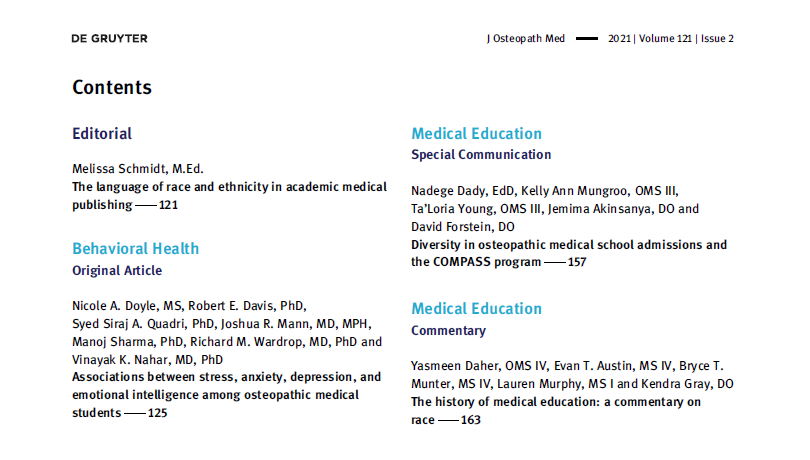 JOsteoMed's tweet photo. The February issue of Journal of Osteopathic Medicine is online! Go here — https://t.co/OaEvr1IgBO — for #OpenAccess papers on COVID-19 and canines, the history of race in medicine, the opioid crisis, and much more https://t.co/Do2WrsTjRD