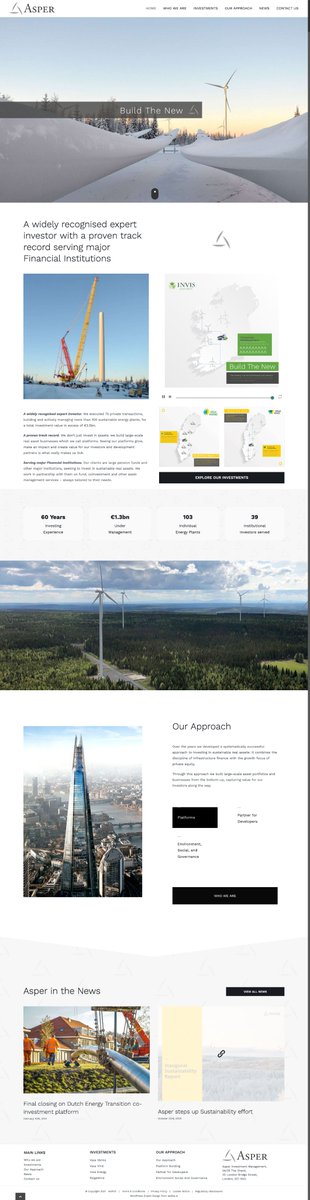 ExSite's tweet image. exSite is proud to launch a new website for our long time client asper-im.com
Asper is an independent investment manager focused on building sustainable real assets around Europe - they own Invis Energy, who produce 8% of Ireland's renewable energy.
#renewableenergy