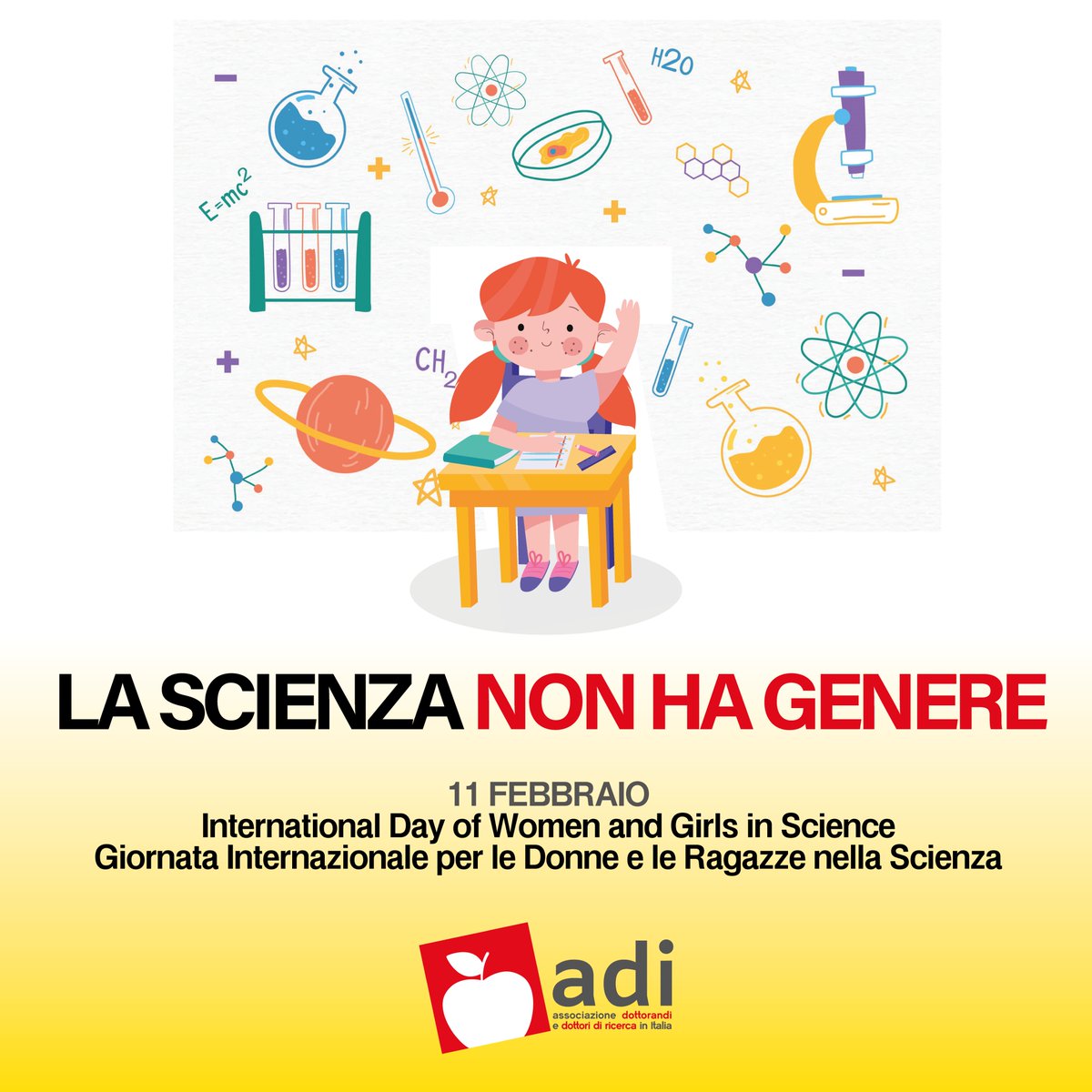 ADIPhD's tweet photo. Oggi, 11 febbraio, si celebra la Giornata Internazionale per le Donne e le Ragazze nella scienza. Contro ogni stereotipo e ogni ingiusta discriminazione, ripetiamo con convinzione che la scienza non ha genere.
#WomenInScience https://t.co/B2Y8ejZu5d