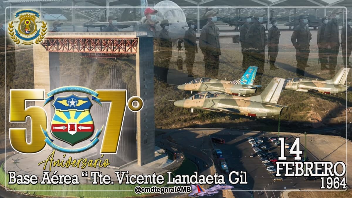 JSilvaAponte's tweet photo. 🇻🇪 ¡Felicitaciones compatriotas de @Balanda_AMB! Nuestra excelsa base aérea arriba a su 57° Aniversario, desempeñando un arduo trabajo para consolidar el éxito de las operaciones aéreas en pro del fortalecimiento de la soberanía absoluta de la Patria ¡Seguros hacia el mañana! https://t.co/lo4of64E11