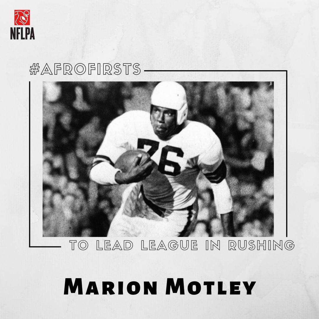 NFLPAFmrPlayers's tweet photo. Marion Motley was the first African American to win an individual league statistical championship. He was also one of the first African Americans to play professional football. #AfroFirsts #BHM https://t.co/E2cawBvCaT