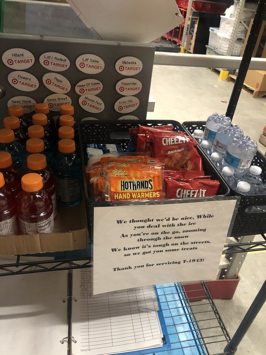 This weather is ridiculous. It’s so important to me for us to show our appreciation to those who are out delivering in this weather! Shout out to all our amazing truck drivers &amp; vendors who help provide for our stores!  @courtneykayann <a href="/StaceyGorrell/">Stacey Gorrell</a> @EddiefromTarget #T1943