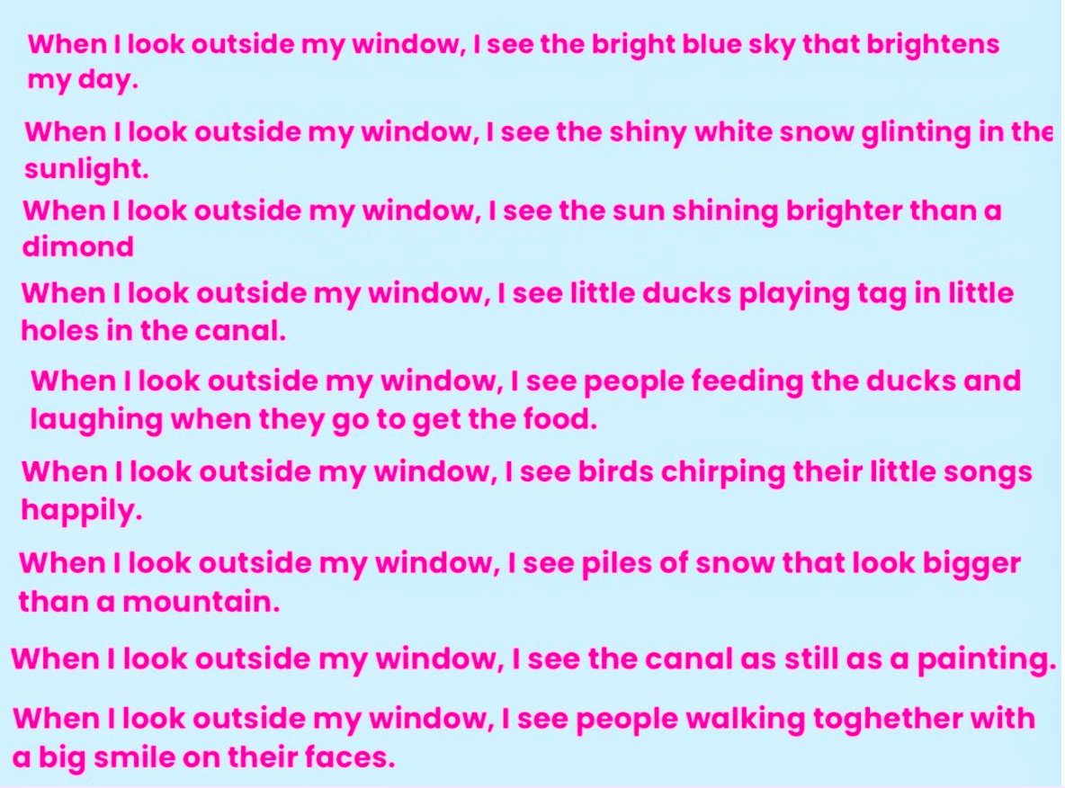 Today 3J finish their quarantine. As part of our learning, students shared what they could see outside their window. 3J saw life, magic and wonder as they looked outside. What do you see as you look out of your window?