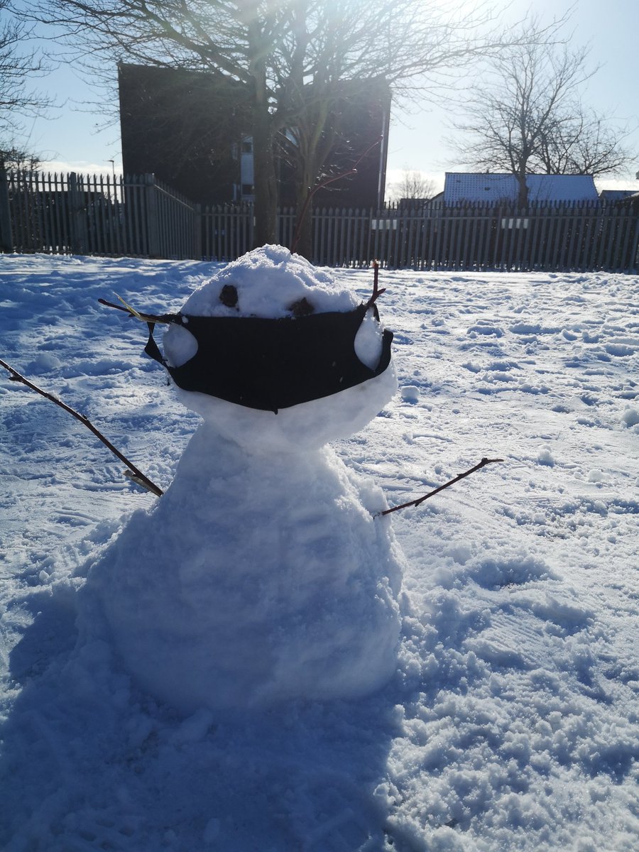 I was in school today and my students made a snowman during their break time. They called him 'Covid the Snowman'
