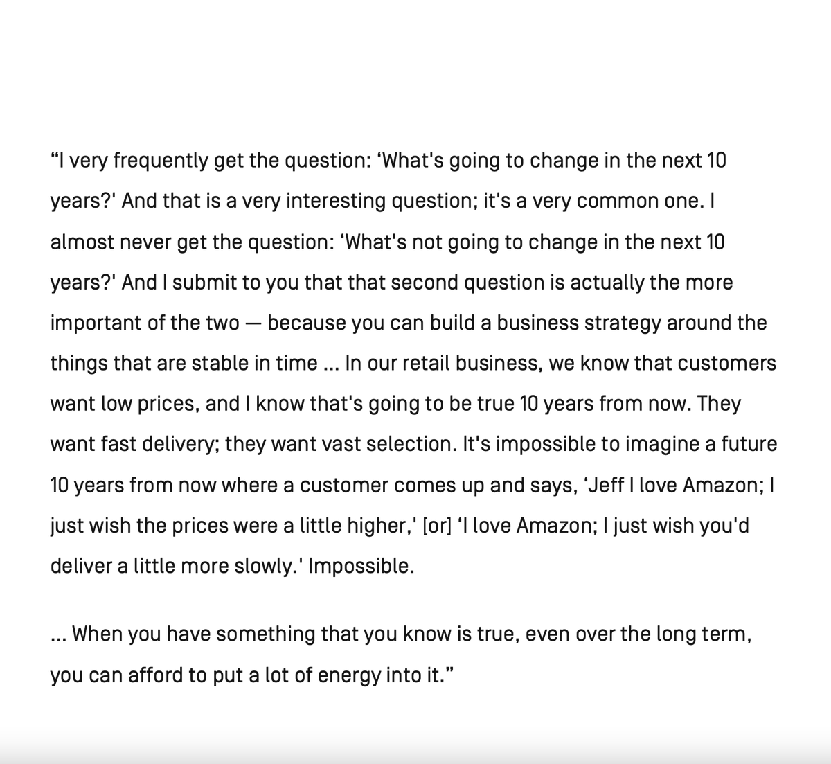 shaneparrish's tweet image. Jeff Bezos on the importance of what's not going to change