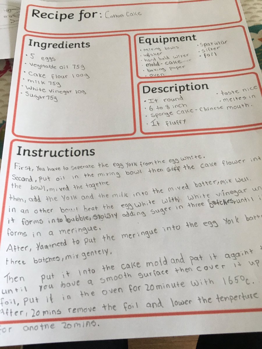 MrsWeatherby_mb's tweet photo. Baking and recipe writing from one of our Year 6 home learners @MertonBankP as part of our Merton Bank Bake Off day! @MrsBrussels_MB @MrsBakerMB https://t.co/r2mOgfCEzJ