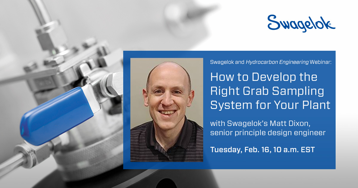 Swagelok's tweet photo. Interested in growing your understanding of #samplingsystem design principles? Register to learn from an expert during our webinar with @HydrocarbonEng on Feb. 16. https://t.co/qpCKclVwTX https://t.co/nOGfWLGrWA