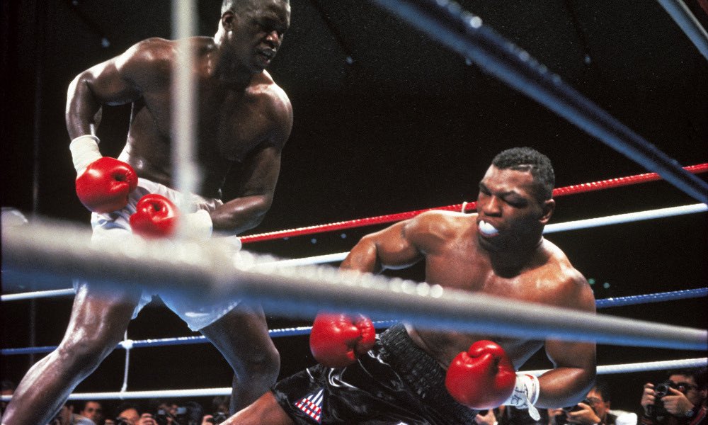 DAZNBoxing's tweet photo. 31 years ago today, Buster Douglas shocked the world when he knocked out Mike Tyson. 💫 https://t.co/SUJK4vuo9v