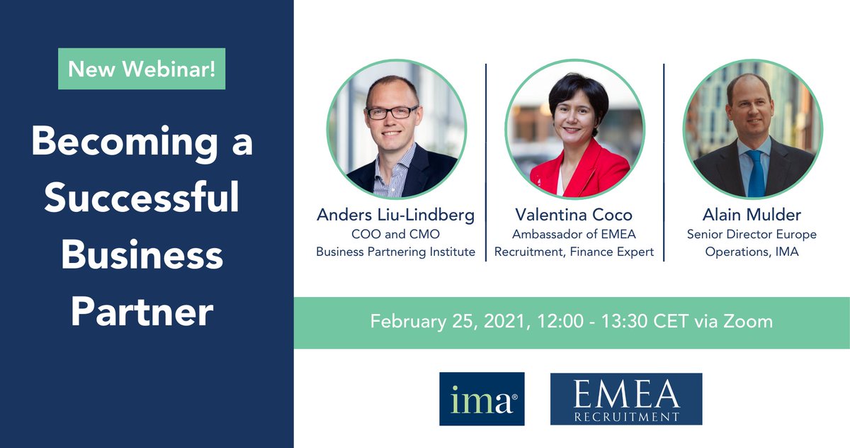 Join us for the Becoming a Successful Business Partner webinar organized in collaboration with EMEA Recruitment! We will discuss how to become a valuable business partner to drive performance across your organization. Register now: bit.ly/3q3UQDS