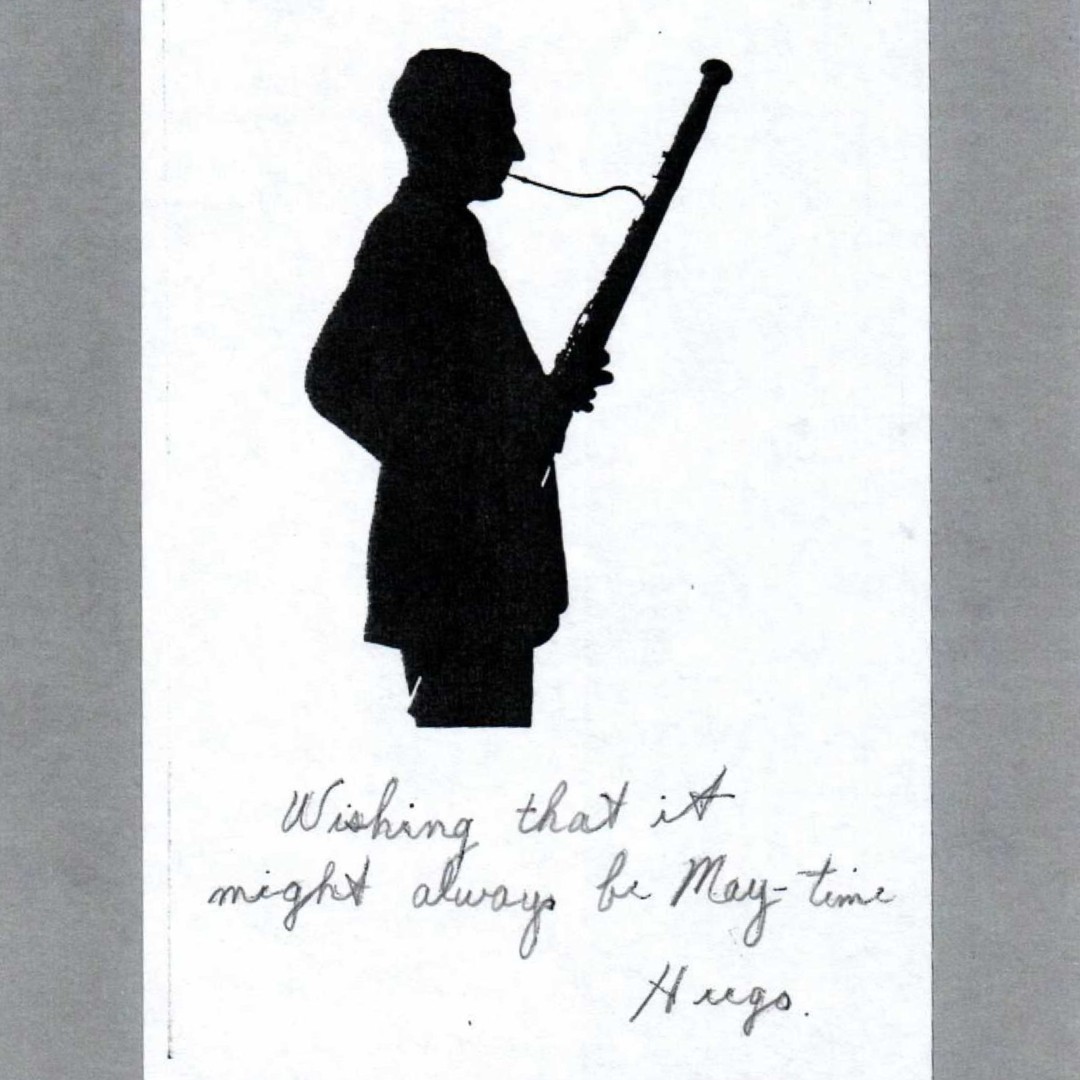 With Valentine's Day just around the corner, we have an extra special item from our archives. While we are unsure of the year that this was created, we believe this is a valentine that Hugo made for his wife May.

The card reads, "Wishing that it might always be May-time. -Hugo"