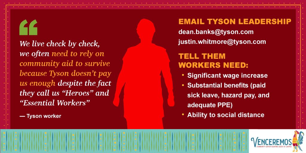 “Workers need, and deserve, a significant improvement in pay, paid sick leave, and safe working conditions. It is unacceptable that workers must rely on community aid to survive while working for the most powerful U.S. meat company”. Magaly Licolli’s speech during Tyson’s AGM