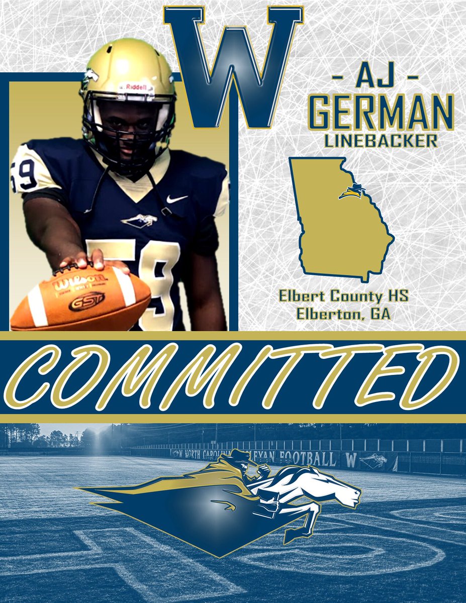 AjGerman1's tweet photo. Committed‼️ Blessed to say that I will be continuing my academic and athletic career at North Carolina Wesleyan College 🔵🟡‼️ #BISHOPSRI21ING 💪🏽 @Coach_QSpellman @Coach_Filkovski @CoachTurm88 @Coach_SJarvis @ElbertAthletics https://t.co/mTSZSaMUpv