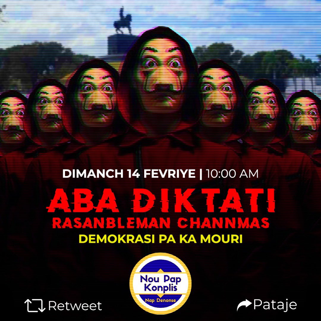 Batay kont tout fòm ide diktatoryal kap enstale andan peyi a se batay nou tout, se yon konba san pran souf, li klè jounen jodi a pèsòn pa epanye devan konpòtman #GwoPonyèt pouvwa sa. Pèsòn tou pa dwe fè silans devan pil deriv sa yo #DimanchLariLiYe pou nal di non kont #Diktati 💪