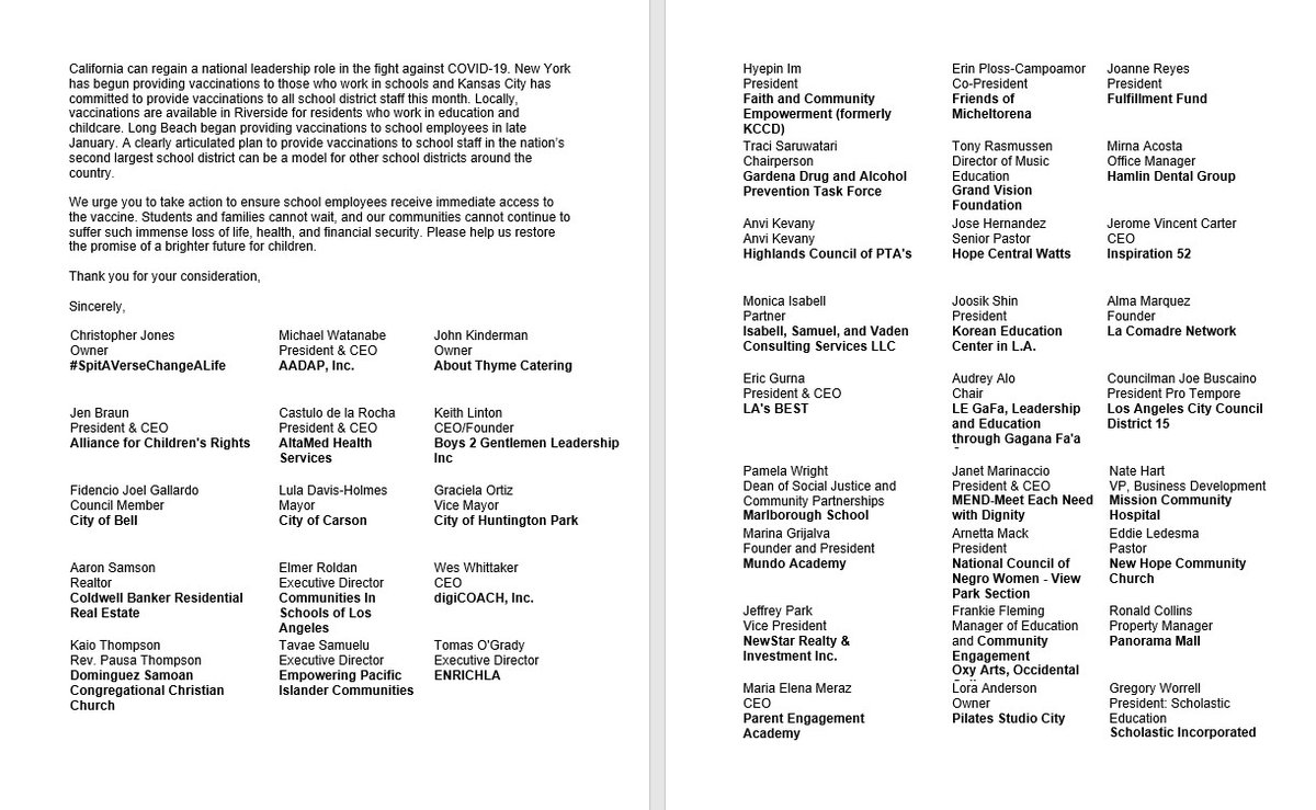LASchools's tweet photo. News Release: Community Organizations Join Los Angeles Unified’s Efforts To Request Vaccinations Be Made Available Immediately For Teachers and School Staff https://t.co/JH7jPsJsPG https://t.co/MGCREFj33Q