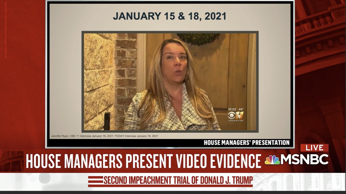Jenna Ryan, Texas Real Estate agent was arrested and said she was only doing what Trump told her to do. "I thought i was following my president" He asked us to fly there. "We were going in solidarity with President Trump." He told us to be there on Jan. 6. She said for war15/