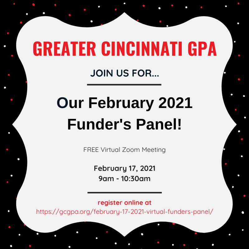 GreaterCinciGPA's tweet photo. Make sure to register for this month's FREE virtual funder's panel meeting (Feb 17 @9AM)!
Register here: https://t.co/bKS33F5sX4
#grants #grantspro #gpa #gcgpa #diversity #inclusion #equity #grantpros https://t.co/FwGQSZ6xdX