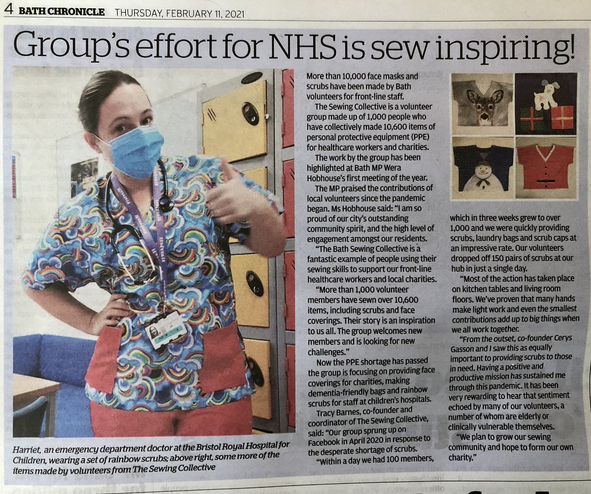 sewingcollect1's tweet photo. So exciting to see us mentioned in today's Bath Chronicle 🤩

Great to get it out there that we are here to help for anyone who needs it, please help us spread the word ❤

#thesewingcollective #spreadlovenotcovid #bathsews #compassionatecommunity https://t.co/cfxRsg5TQn