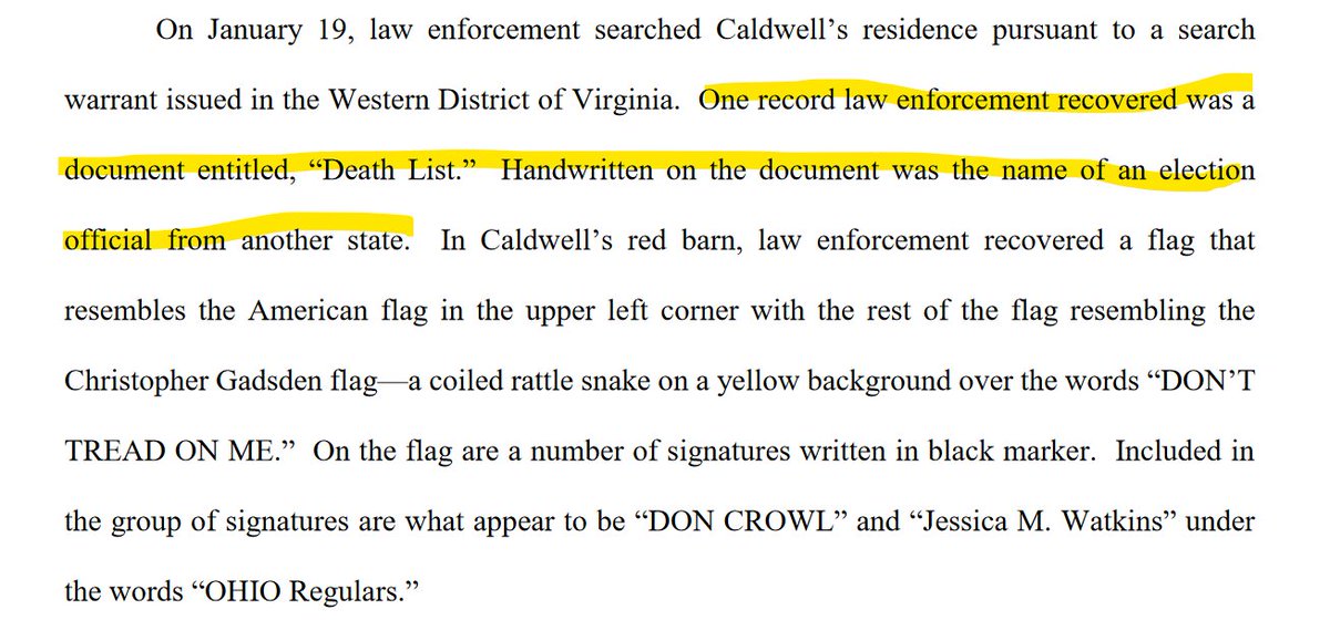 NEW: Prosecutors say that when the FBI searched the house of Oath Keeper Thomas Caldwell they found a document titled "Death List."On it was the name of "an election official from another state."