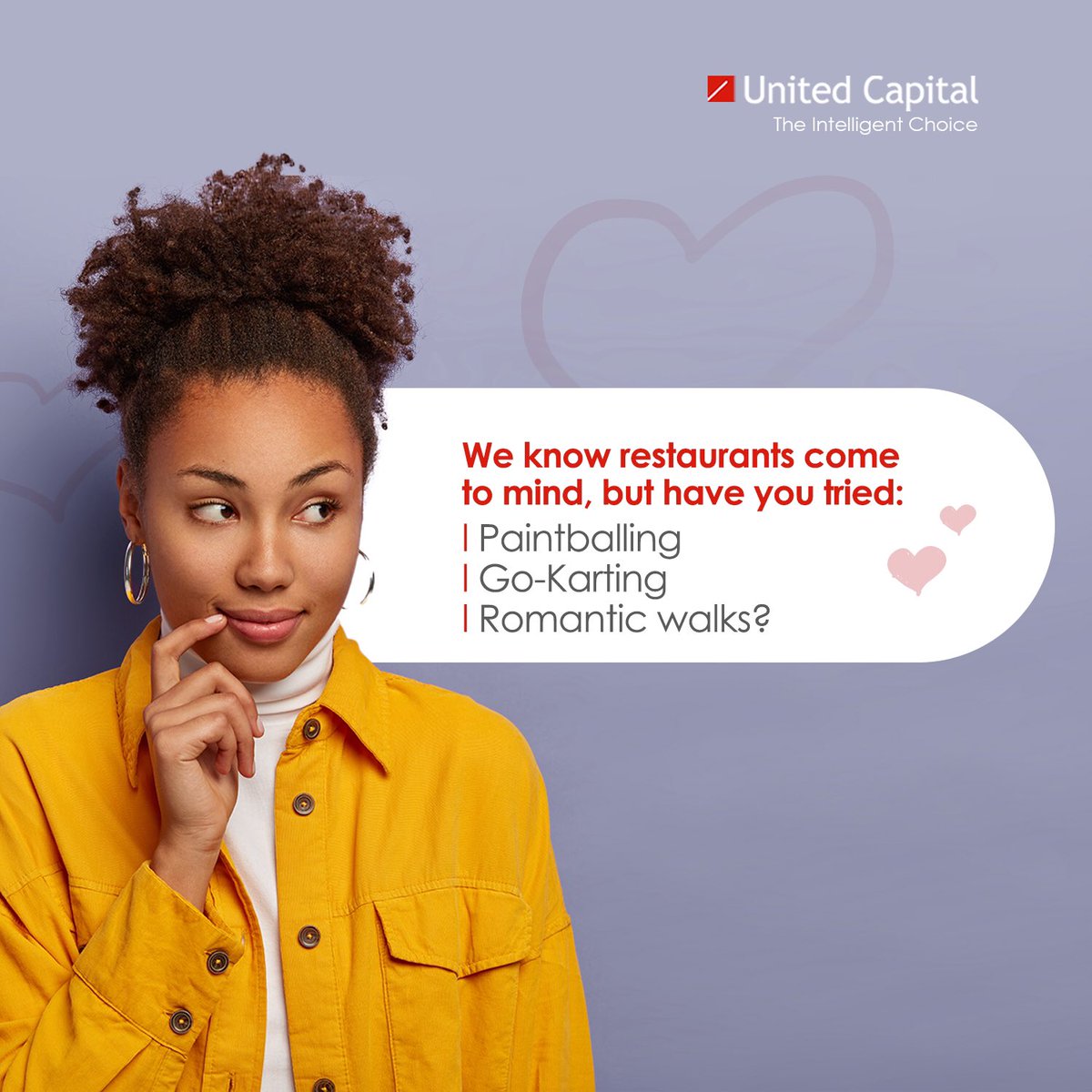 UnitedCap's tweet photo. It's not every time you go to that fancy restaurant.

Try something else this year to spice things up 🙂.

Thank us later.

#UnitedCapital #Investment #FunDates https://t.co/ahIMYvB6xb