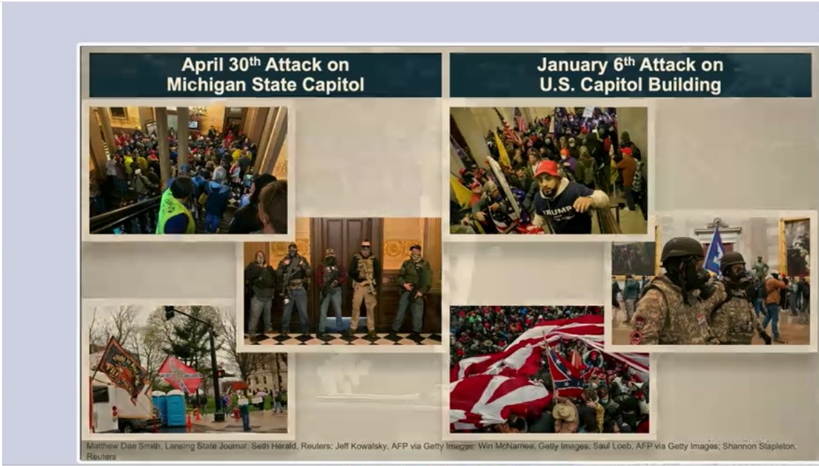 Raskin says this inciting of the attack on the capitol in Michigan, was a test run for Jan. 6. He notes Trump thinks its clear armed protesters at the MI Capitol as a means to negotiate is perfectly reasonable: