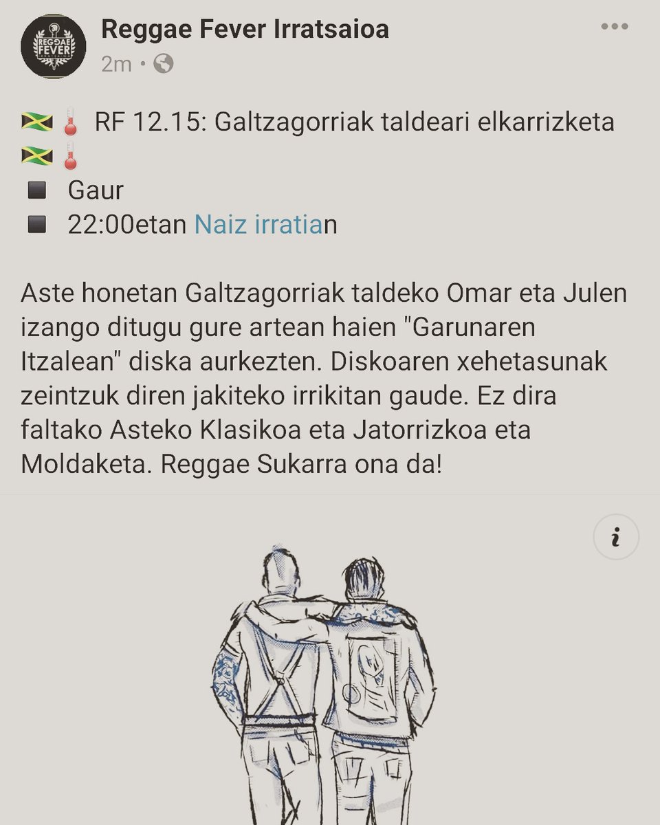 Gaur 22:00tan <a href="/NAIZirratia/">NAIZ irratia</a> -n entzun ahalko duzue @irratsaioa -k egingo digun elkarrizketa!! 

Hoy a las 22:00 @irratsaioa nos hará una entrevista en <a href="/NAIZirratia/">NAIZ irratia</a> !!!

Mila esker berriz ere Eneko!!
Reggae Sukarra ona da!!