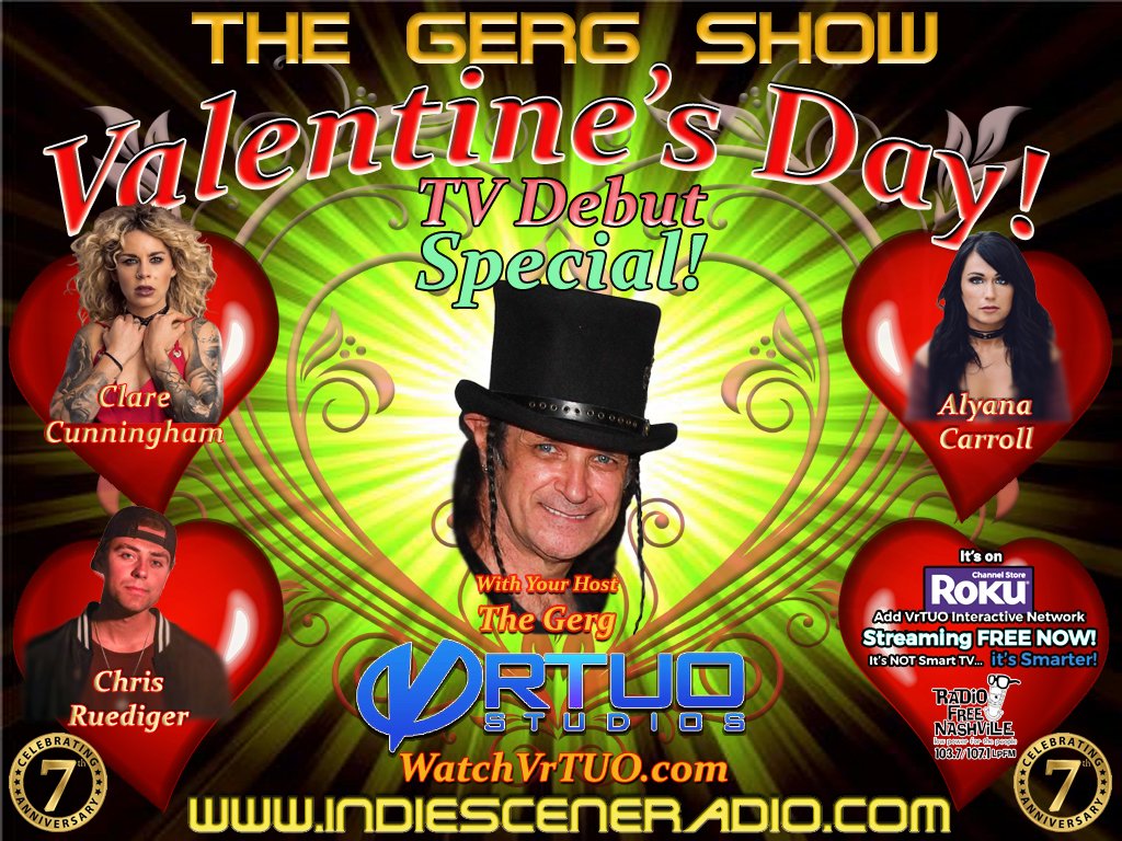 INDIE SCENE RADIO (@indiescenerad) on Twitter photo WatchVrTUO.com The Gerg Show with a Very Special Valentines Day!😍With <a href="/Alayna924/">🖤Alayna🎸</a> <a href="/ChrisRudeyMusic/">Chris Ruediger</a> <a href="/clarecofficial/">Clare Cunningham</a> direct from in studio Nashville! Hosted by <a href="/GergAnidem/">Gerg Anidem</a> #watchfree on <a href="/Roku/">Roku</a> add the VrTuo Interactive Network in #RokuStore <a href="/RandallVrtuo/">VrTUO Interactive</a> <a href="/WatchVrtuo/">VrtuoInteractive</a> WatchVrTUO.com The Gerg Show with a Very Special Valentines Day!😍With <a href="/Alayna924/">🖤Alayna🎸</a> <a href="/ChrisRudeyMusic/">Chris Ruediger</a> <a href="/clarecofficial/">Clare Cunningham</a> direct from in studio Nashville! Hosted by <a href="/GergAnidem/">Gerg Anidem</a> #watchfree on <a href="/Roku/">Roku</a> add the VrTuo Interactive Network in #RokuStore <a href="/RandallVrtuo/">VrTUO Interactive</a> <a href="/WatchVrtuo/">VrtuoInteractive</a>