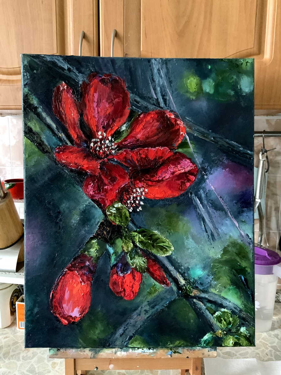 Flower of passion
Oil on canvas, 40 W x 50 H x 2 D cm
saatchiart.com/art/Painting-F…

#passion #quince #red #black #Japonica #tree #apple  #quince #flower #flowers #indigo #queenapple #Camelliajaponica #oil #painting #artwork #canvas