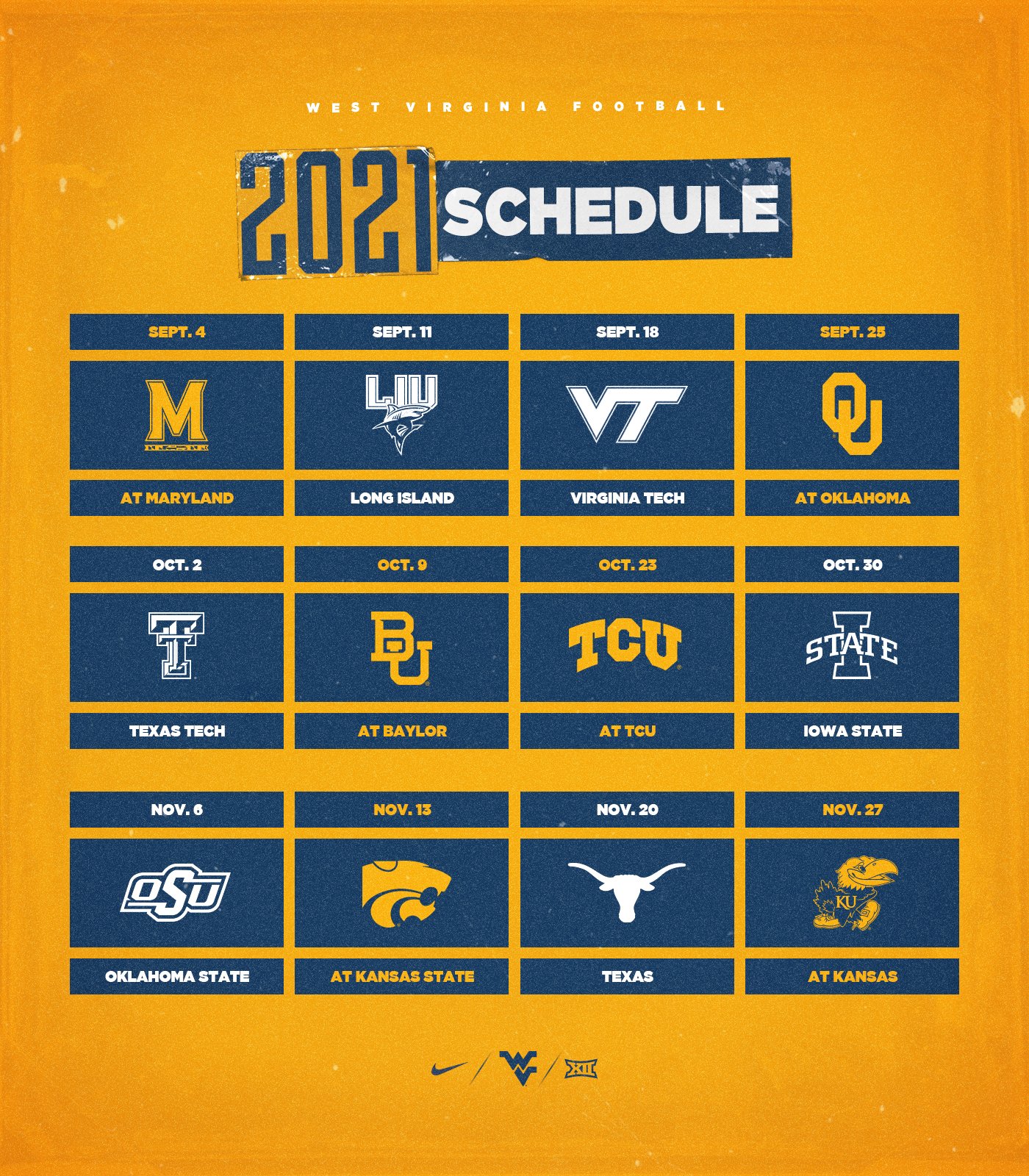 West Virginia Football Schedule 2022 West Virginia Football On Twitter: "The 2️⃣0️⃣2️⃣1️⃣ Football Schedule! ➡️  Https://T.co/Lrxbyzostk #Hailwv | #Trusttheclimb Https://T.co/Ncard7Tw4P" /  Twitter
