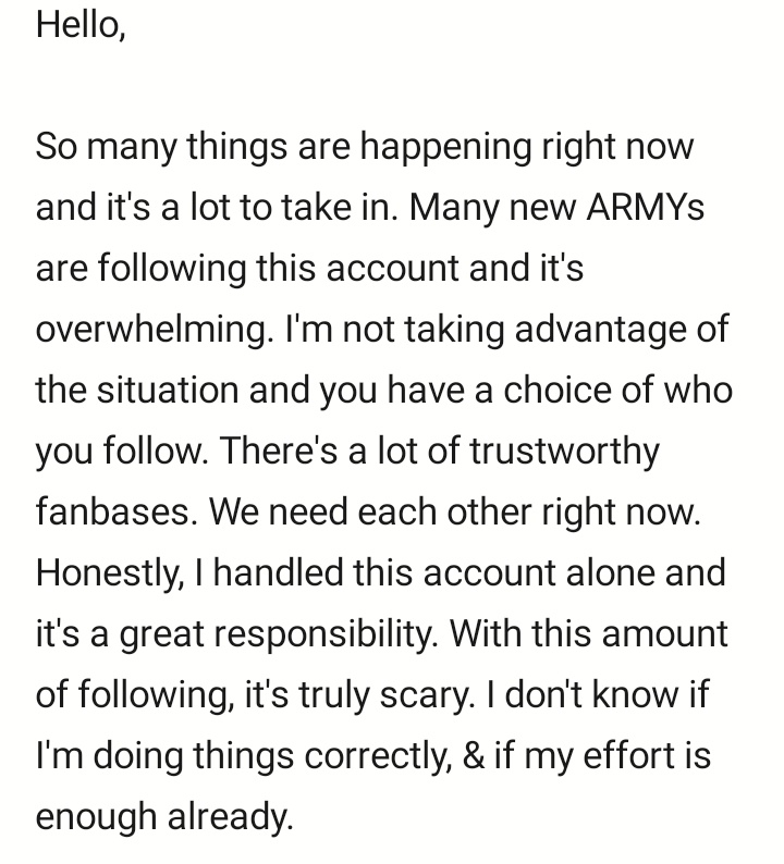 01Btsxarmy's tweet photo. Hi fam, please read 🥺💜 
FIGHTING!! 💪 https://t.co/Z7xihm6d9m