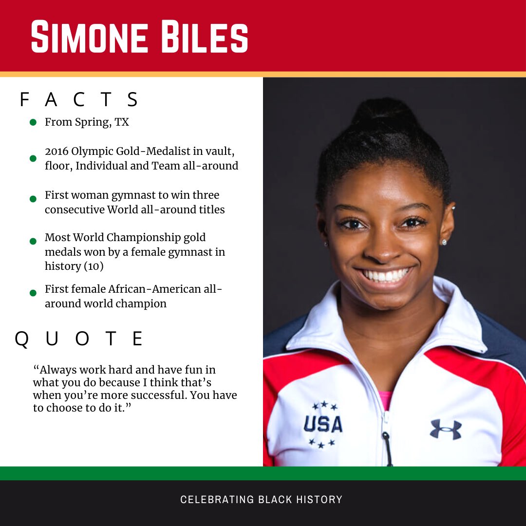 Out2Learn's tweet image. Simone Biles has more than two dozen Olympic and World Championship medals, making her the most decorated American gymnast. Such an inspiring woman!
#BlackHistoryMonth #BlackGirlMagic #HTownProud #Out2Learn