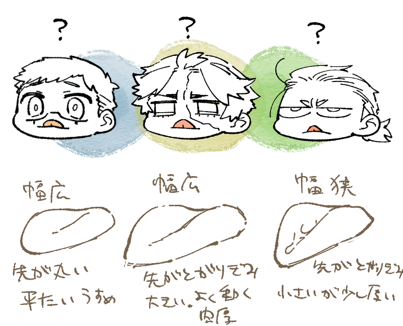 >我欲3人がとても好きです………。
過去に呟いてらっしゃったら恐縮ですが、ちょっと気になってるので、よければ3人の舌の長… #odaibako_dandyhamaki https://t.co/0jWb5l1hcX
私舌に造詣が深い訳じゃなくてすごい悩んでたけど調べても舌の個性がいまいちわからず完全に印象で失礼します。