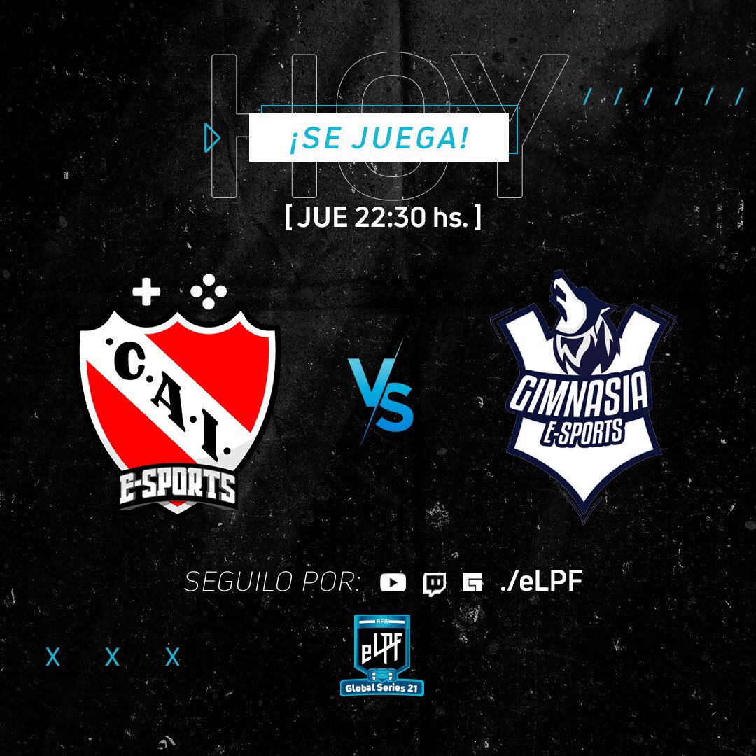 eLPF's tweet image. 🎮 Se viene un partidazo 🎮 Hoy a la 22:30 hs se enfrentan @Independiente 🆚 @GimnasiaeSports por un lugar en los octavos de final de la #eLPF Global Series 21 

👉🏻 Seguí en vivo los partidos por nuestras redes: #Youtube #Twitch #Facebook /eLPF 🎮