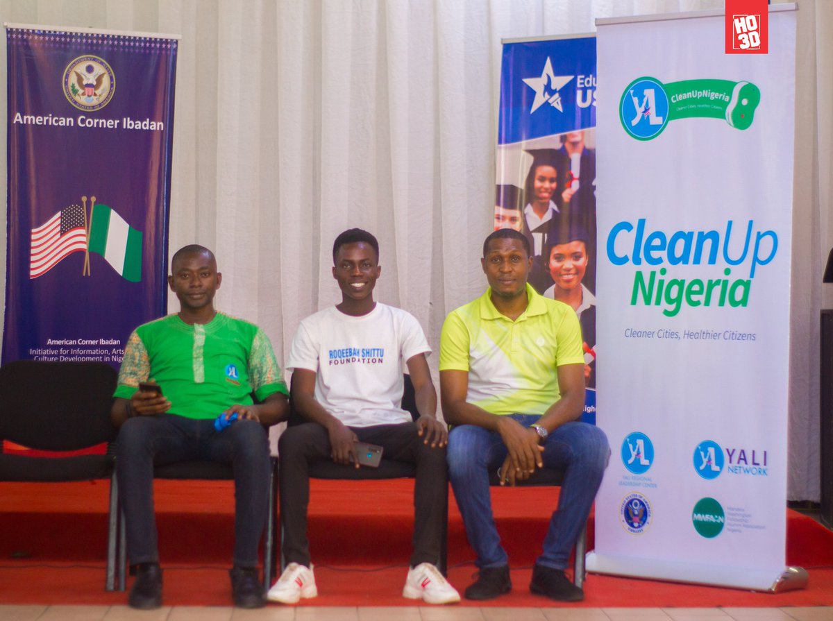 I became one of the 3 State Coordinators for USA YALI Clean Up Project in Oyo, Nigeria. In picture, PAO of US Lagos consulate, Mr Stephen Ibelli, Mr Austin, YALI/MWF Coordinator US Consulate, SA to Oyo State Governor, Mr Aderinto, myself; Temitayo Olatunde and other Coordinator