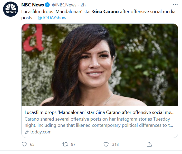 1/Yesterday we found out  @ginacarano was fired from Star Wars over Social Media postsLots of people talk about cancel culture, but so far no one has given a serious account of exactly what cancel culture is, where it comes from, and how it worksSo, Cancel CultureA Thread