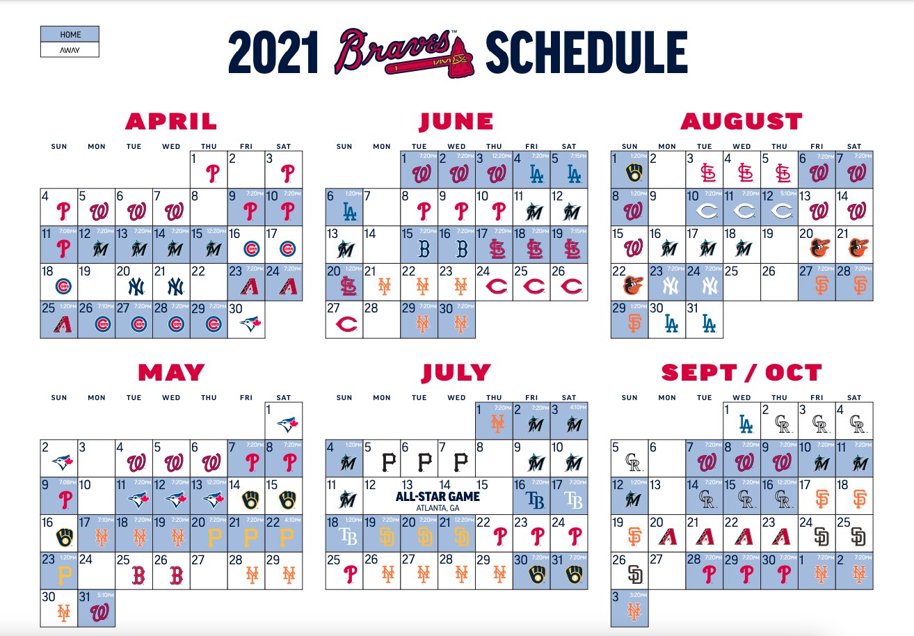 Grant McAuley on Twitter "2021 Braves schedule with home game start