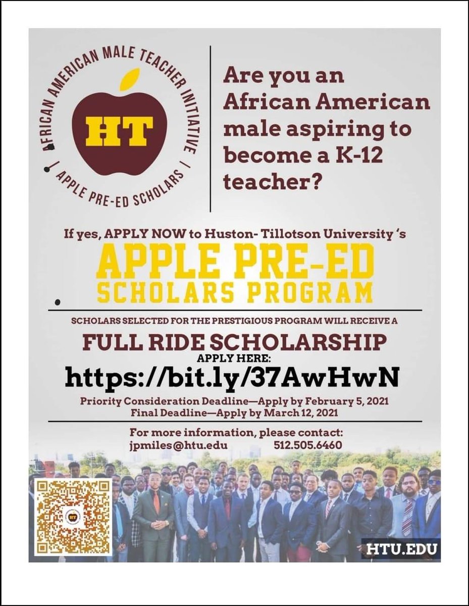 CoachJMarks's tweet image. Looking to become a teacher or coach? There’s a full tuition scholarship at Huston-Tillotson University in Austin, TX. Apply today!