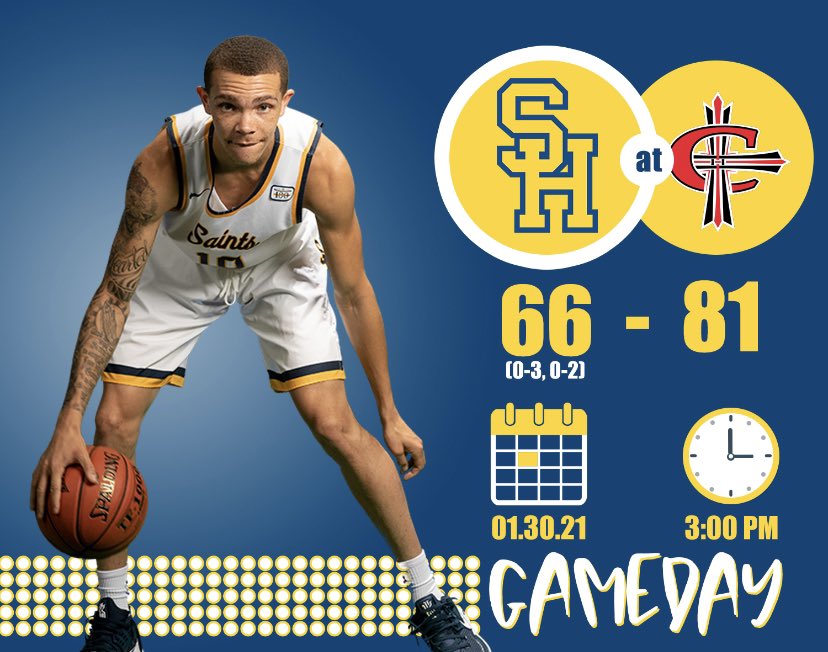 TheHeightsHoops's tweet photo. Final from Concordia.
The Saints are back at it tomorrow as they travel to Fort Wayne to take on Indiana Tech.
#FearTheHalo #HeightsHoops https://t.co/fOMWLUas00
