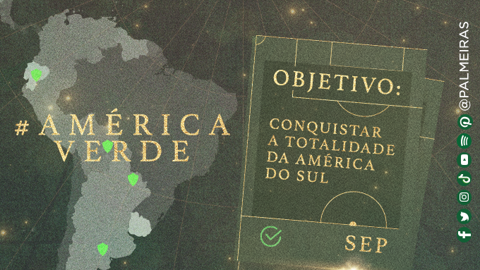 Palmeiras's tweet photo. Conquistar a totalidade da América do Sul ✅

VAMOS POR MAIS! 👊

#AméricaVerde #AlmaECoração https://t.co/NwiZn0Lpsv