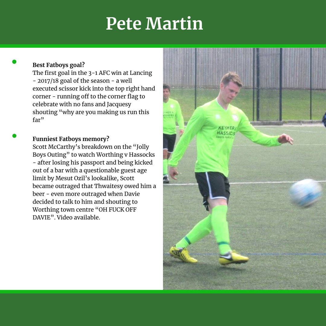 OfficialHFBFC's tweet photo. 🚨HAPPY SATURDAY 🚨
We interrupt your Saturday evening with our next Q&A. Up next is the reason behind KHSSC fruit machine running at a loss since his departure. Mr @safesareout
Pete Martin
Year Joined: 2015
Position: Forward
Nickname: Pea Head
#HFB #FAATS #SafesAreOut https://t.co/99yOWod5z0