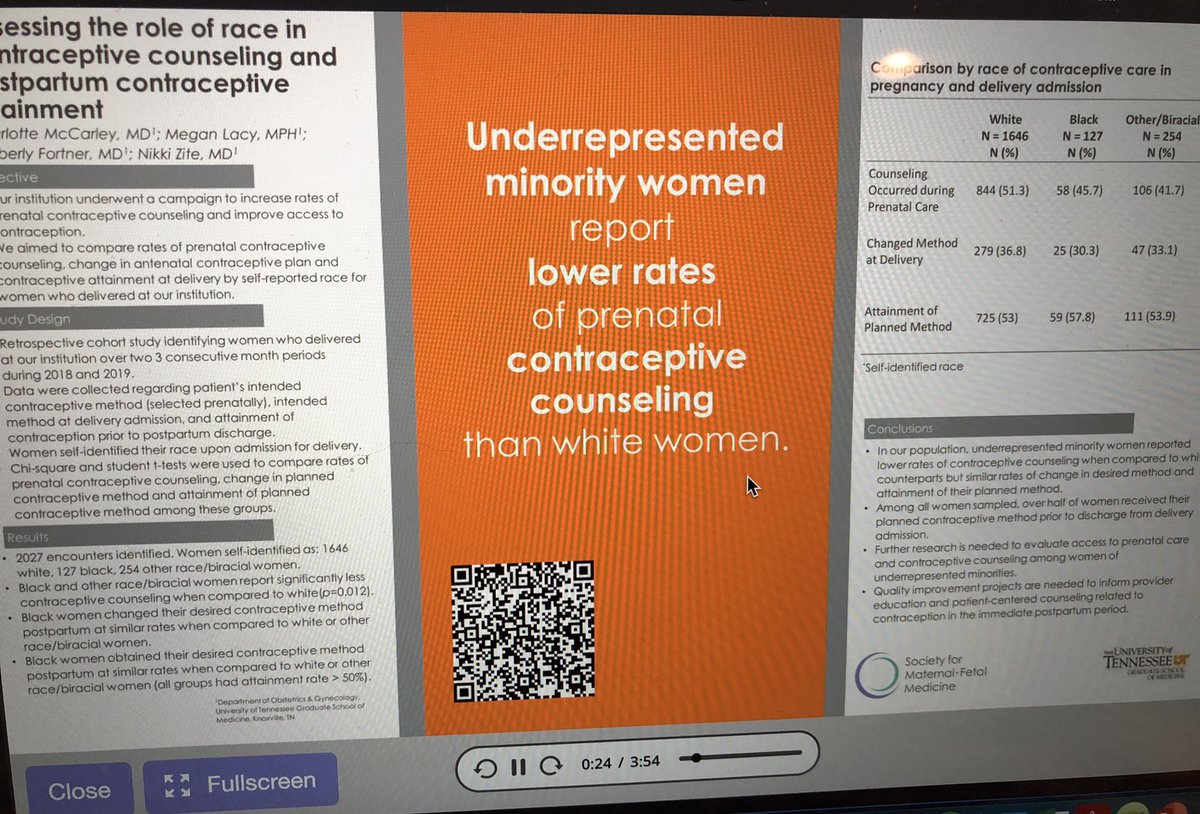 kimfmom's tweet photo. Excited about these great data presented by Dr. Charlotte McCarley @utmedicalcenter about the role of race in contraceptive counseling and attainment @mysmfm #utmc #volsdeliver #SMFM21 #reproductivejustice @delivery_post https://t.co/uwpOJAm3js
