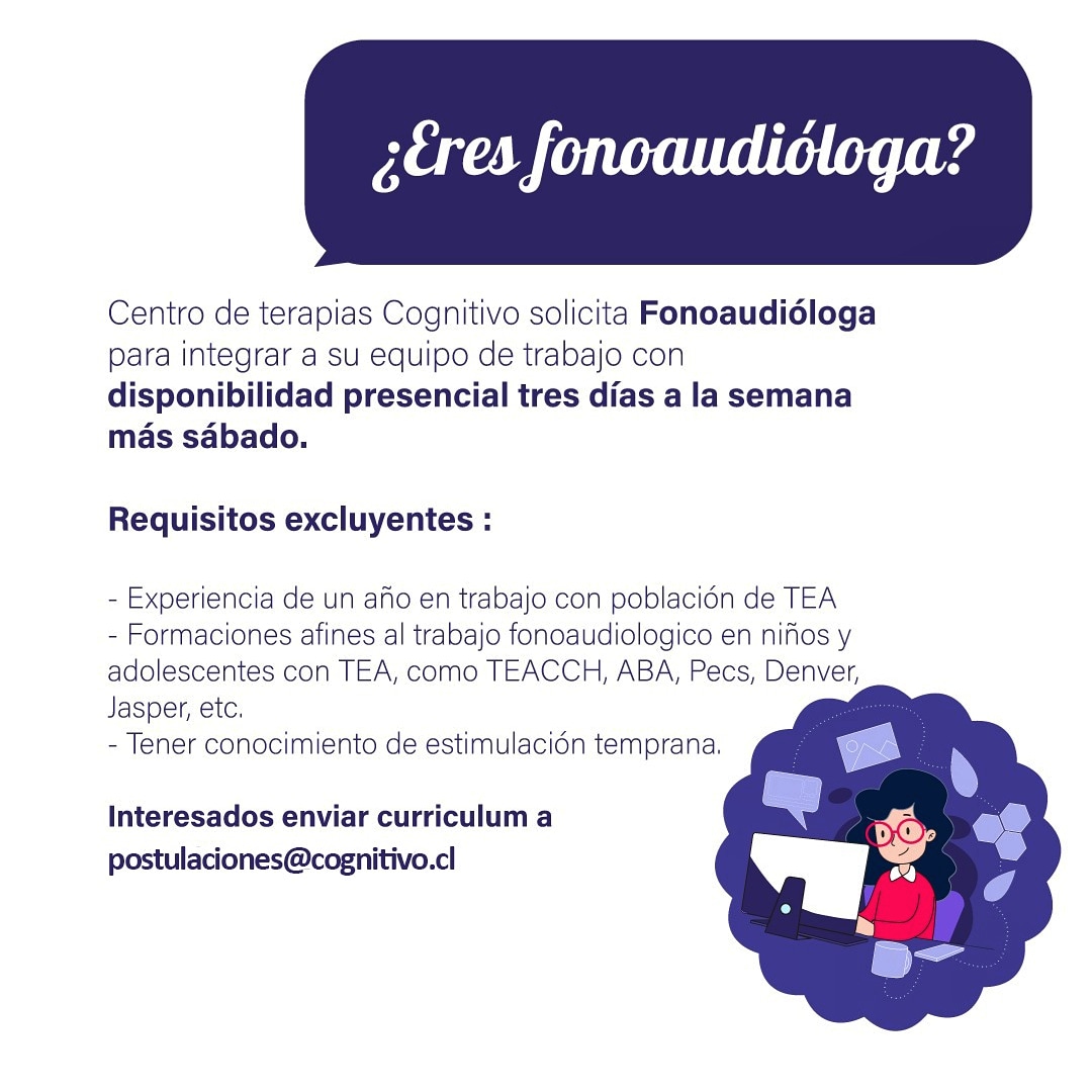 CognitivoChile's tweet photo. ¿Eres fonoaudióloga y buscas trabajo? 

Atenta a esta oferta 📍

#haypega #trabajo #ofertalaboral #cognitivo https://t.co/Hiz832WYqY
