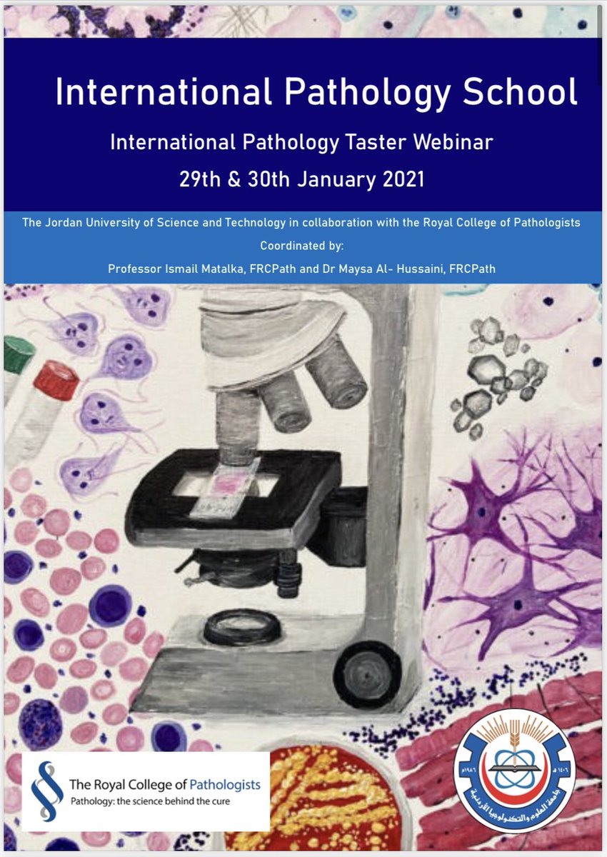 janaalanati's tweet photo. It was wonderful to attend the International Pathology School Webinar from the Royal College of Pathologists (UK) in collaboration with Jordan University of Science and Technology. 

Thank you for the insightful look into the diverse field of pathology and the sub-specialities! https://t.co/7lQlXNGuW9
