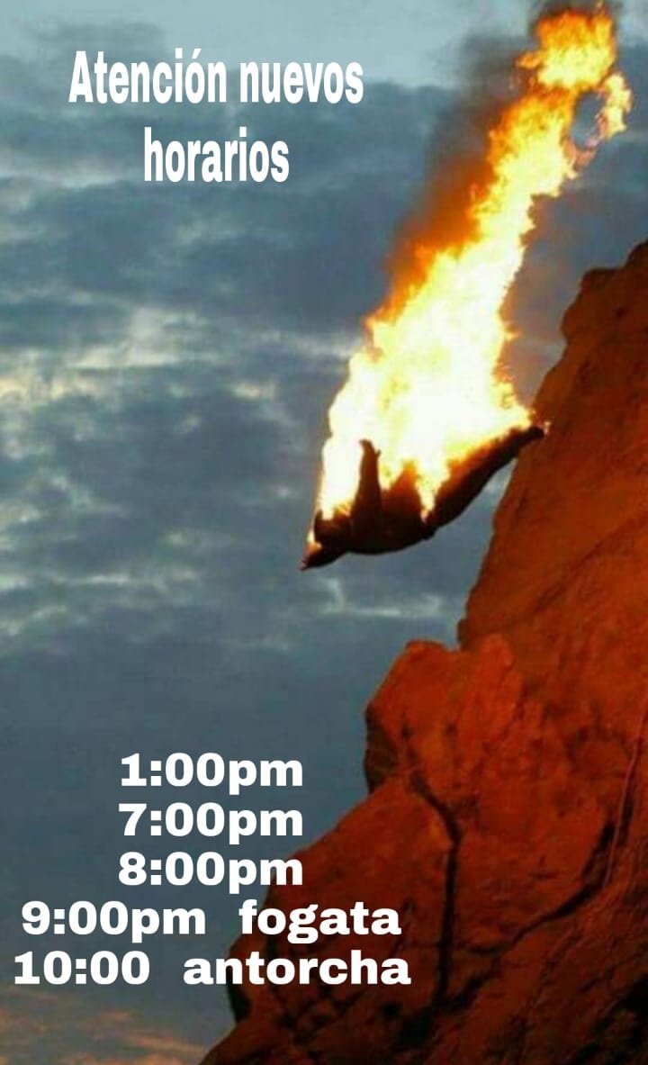 ⚠ Horarios nuevos para admirar el mundialmente famoso espectáculo de los Clavadistas Profesionales de La Quebrada en #Acapulco.

Vigencia 28 enero al 14 de febrero de 2021.

@Acapulco_Gob <a href="/Adela_Roman/">Adela Román Ocampo</a> <a href="/JoseLBasilio/">José Luis Basilio Talavera</a> <a href="/PrecusaTodd/">Cinthya Todd</a> <a href="/IvanRuizTurismo/">Iván Ruiz 📱➡️🇲🇽</a> <a href="/SECTUR_mx/">SECTUR México</a> <a href="/hbdaoficial/">Habla Bien de Aca</a> <a href="/AHETA1/">A H E T A</a>