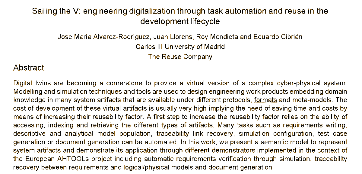 chema_ar's tweet photo. Save the date: 5 of May, presentation at the #ProStep Simp. 2021 "Sailing the V: #engineering #digitalization  through task #automation and reuse..."  joint collaboration @uc3m @KnowledgeReuse
 &amp;  @ReuseCompany  in the context of @ArrowheadTools https://t.co/hYP1oLQJYW https://t.co/JcdhrWwTJq