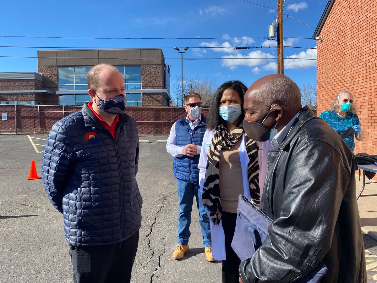 GovofCO's tweet photo. Having vaccine clinics in the community and making it accessible is a key part of our distribution plan. Today I stopped by Denver Park Hill Seventh-day Adventist Church where they vaccinated Coloradans who are 70 and older! https://t.co/cjCIrFhMPa