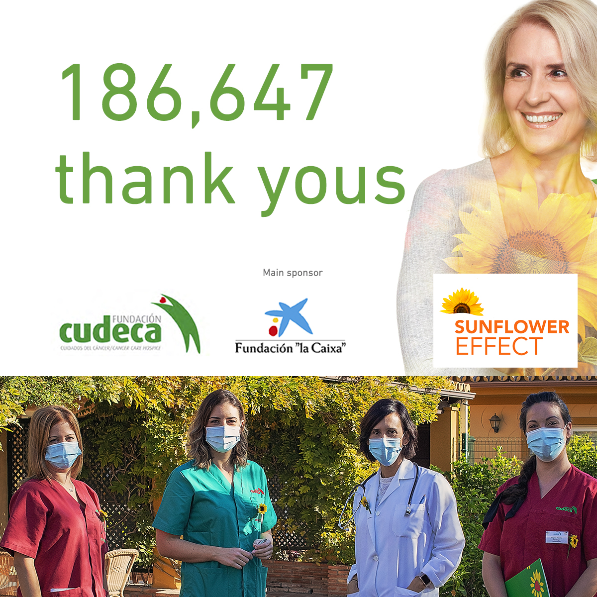 cudeca's tweet photo. The success of the #SunflowerEffect campaign would never have been possible without the support of the public institutions that helped us share this initiative with everyone and to raise the funds we needed.

That is why we do not want to forget to say THANK YOU to all of them https://t.co/c496rNAcES