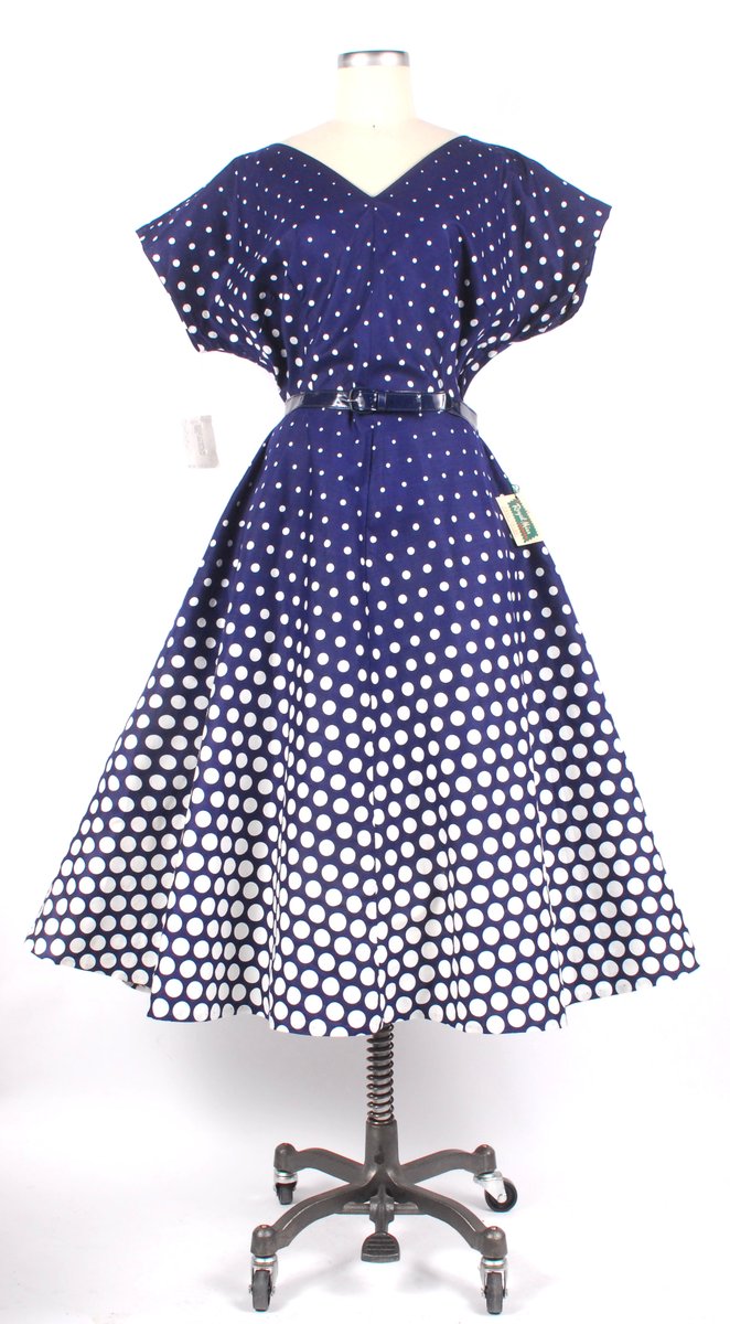 New to eBay: Vintage 50s Blue & White Polished Cotton Ombre Polka Dot Full Skirt Party Dress w/Original Tags. XXL. My favorite! #50spartydress #volup #polkadotdress ebay.com/itm/1646769678…